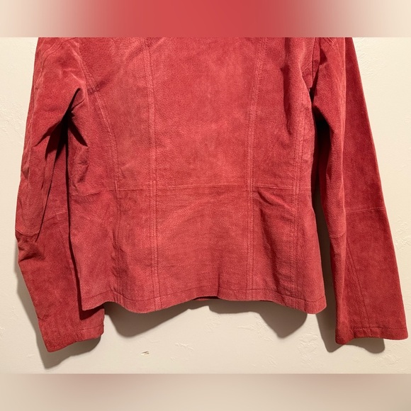 Relativity Vtg Women's Red Rust Suede Bomber Jacket Y2K Genuine Leather Large - Picture 13 of 13